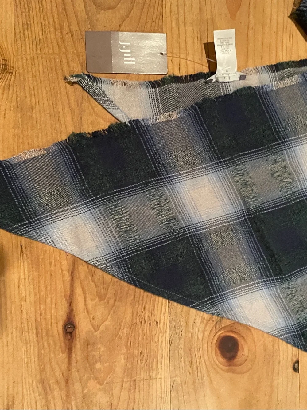 NWT J jill Indiana Cotton Embroidered Plaid floral patchwork triangle scarf